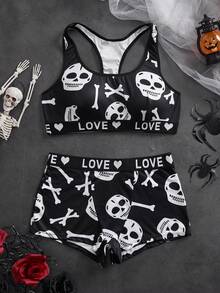 Halloween Skelett Sexy Dessous Set