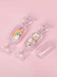 1/4/8/12 PIEZAS Cajas de joyería mini transparentes con forma de caramelo - Cajas de almacenamiento pequeñas y lindas para aretes, anillos, collares y colgantes, organizador portátil de joyas, cajas de regalo de plástico transparente duradero para viajes, fiestas, bodas y uso diario, empaque de joyas perfecto para el Día de San Valentín, envoltura de regalos navideños, regalos de Navidad 2025, decoraciones navideñas para el hogar y accesorios festivos de temporada - Multicolor - Ver 8