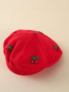 1pc Baby New Autumn/Winter Beret Hat, 1-4 Years Old, Fashionable Christmas Style Baby Boy/Girl Floral Decor Hat