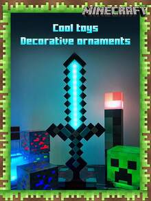 1 Stück Gedenkedition Regenbogen Licht aufladbare Diamantschwert Spiellicht, Minecraft Spiel Zubehör Geschenkmodell Schreibtischlampe, Pixel Themen Stil, RGB Nachtlicht Dekorationsartikel, Schlafzimmer/Wohnzimmer dekorative Wandleuchte mit Ladekabel, LED Nachtlicht, dekorative Umgebungsbeleuchtung, Schlafbegleiter Nachtlicht, kreative Lichtpendel, modernes neues kreatives Licht, Raumdekoration, perfektes Weihnachtsgeschenk