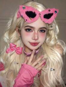 1 Peça Óculos de Plush Olho de Gato, Fofo e Engraçado, Retrô e Fashion, Óculos de Desejo Puro da Garota Quente em Formato de Coração