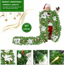 Corona de Navidad, Corona de Navidad Iluminada con 30 Luces LED de 2.7 Metros, Decoraciones de Navidad para Escaleras, Chimenea, Puerta, Árbol de Navidad, Jardín, Regalos - Verde - Ver 8