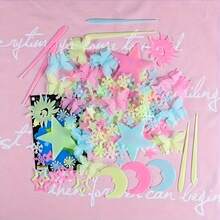 100 piezas de pegatinas fluorescentes de colores, pegatinas de estrellas de plástico fluorescentes para decorar paredes, decoración del hogar para el techo, la pared, el dormitorio de niños/bebés