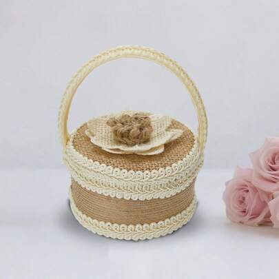 Wedding Flower Girl Basket With Lid Creative Handheld Small Pearl Storage Box For Birthday Party Favor