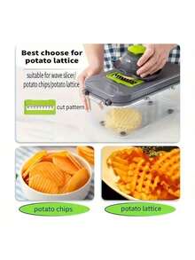 1 Vegetable Onion Chopper, Multifunctional Cutting Machine, Ingredient Processing Tool, Onion Chopper With Drain Basket, Carrot Garlic Chopper With Container, Kitchen Tools, Kitchen Accessories, Suitable For Home/Restaurant To Quickl