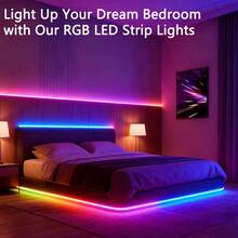 1条1米/2米/3米/5米/10米/15米/20米RGB LED灯带，带音乐同步和定时模式，适用于卧室、游戏室、客厅、厨房、舞蹈室、派对装饰、节日礼物、圣诞装饰 - 彩色 - 查看 5