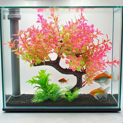 大型水族箱内置树木，水族箱造景仿真水草树木，适合金鱼、斗鱼、热带鱼，现代室内装饰，水族箱装饰塑料人造树
