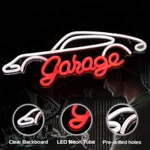 Garage Neon Sign, LED Wall Hanging Decor For Garage, Workshop, Man Cave - Ideal Gift For Dad And Auto Enthusiasts, Plastic Material, Switch Controlled, USB Powered, Non-Variable Single Hue ,Bedroom Decorations - White+Red - View 11