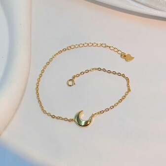 1pc New S925 Sterling Silver Vintage Minimalist INS Small Moon Design Bracelet For Women