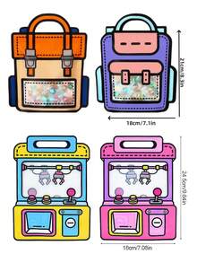 20 件便携式糖果袋、背包形状糖果零食袋、卡通抓娃娃机糖果零食袋、带透明窗口的卡通印刷包装袋、零食礼品袋、节日派对礼品包装袋（适用于派对礼品用品）、复活节情人节婚礼生日 - 彩色 - 查看 6