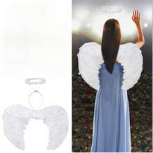 1 món phụ kiện cánh thiên thần mơ mộng, phụ kiện trang phục dự tiệc Halloween, cánh lớn thủ công bằng lông vũ tự làm, nữ thần quyến rũ, vũ hội, lễ hội hóa trang, phố cao cấp, thanh lịch - Nhiều màu - Xem 6