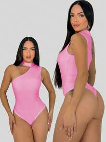 Body Gola Feminino Manga Unica Mula Manca Um Ombro Só Blogueira Suplex