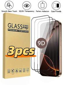 Tempered Glass 3pcs High Definition Mobile Phone Screen Protector, Compatible With Iphone 17 Pro Max/17/17 Pro/17 Air/16 Pro Max/16/16 Plus/16 Pro/15 Pro Max/15/15 Pro/15 Plus/14/13/12/11/XS/6/7/8 Plus/SE2/SE3 Easter Spring Gift - Clear - View 30