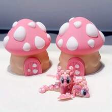 3D Printed Cute Mushroom House+Dragon Model Ornaments, Desktop Decoration Sculpture Ornaments, Holiday Gifts, Suitable For Home Decoration, Office Decoration, Car Decoration, Contemporary Art, Fantasy Design, Lightweight Decoration, Durable Decoration, Mini Decoration, Decorative Statues, Party Gifts, Holiday Gifts, Novel Desktop Ornaments, Gifts For Friends