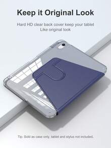 Ốp bảo vệ trong suốt bằng acrylic, tương thích với chức năng ngủ/thức của iPad, tương thích với iPad và máy tính bảng, ốp bảo vệ xoay 360 độ, tương thích với iPad Mini 4/5/6 (9.7 inch) và iPad (10.2 inch), iPad Air 4/5/6 (10.9 inch), phù hợp với iPad thế hệ thứ 10, khung chất liệu TPU mềm, tương thích với iPad thế hệ thứ 10, iPad Pro (11 inch), iPad Air (11 inch, M2), iPad Air (13 inch) và iPad Pro (11 inch, M4) - Màu xanh hải quân - Màu xanh hải quân - Xem 5