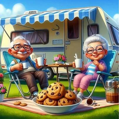 1pc New! Grandpa & Grandma Diamond Painting Kit, Extra Large 5D Full Round Diamond Hand Embroidery Craft, DIY Handmade Gift, Holiday Present, Home Wall Art, Allows You To Easily Enjoy The Diamond Painting Experience. Frameless