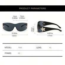 Women's Y2K Fashion Sports Rimless Large Frame Glasses - Lightweight  Design, Suitable For Daily And Sports Activities, Fashionable Wear, Lightweight And Durable Frame, Must-Have For Street Style Enthusiasts - 白色/黑色 - 查看 4