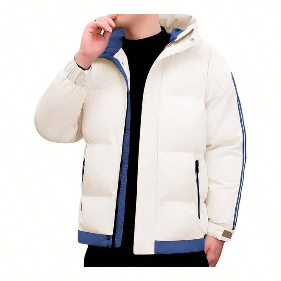 SHVE SHENDY VENDY Chamarra Impermeable para Hombre con Capucha Ajustable Termica Cortavientos para Invierno con Bolsas Laterales, Comoda y Juvenil - inicial - Ver 1
