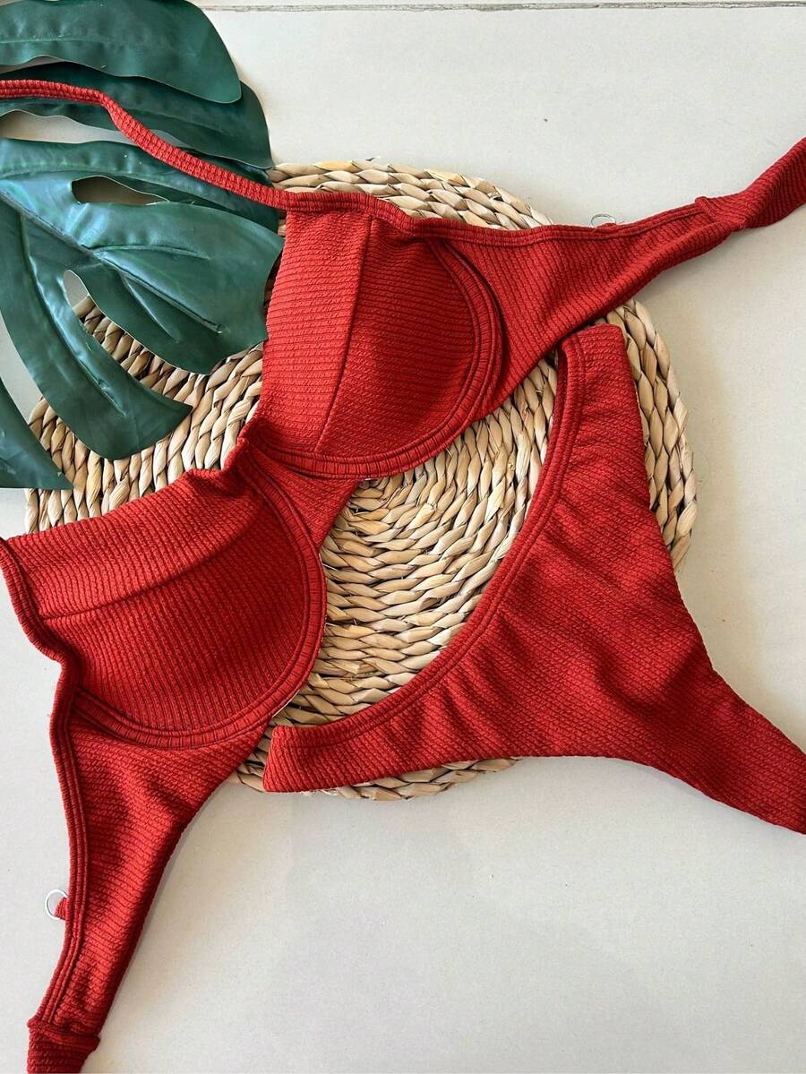Half Cup Ribbed Delta Wing Panties - Land - View 1