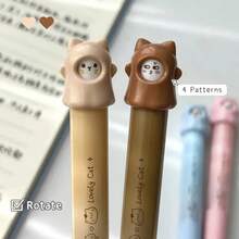 4 piezas Bolígrafos creativos de gato giratorios, bolígrafos de tinta negra de 0,5 mm, bolígrafos de moda para mujeres, útiles escolares, bolígrafos de diseño divertido, papelería linda, agarre cómodo, punta fina, bolígrafos de patrones múltiples, acción de giro, regalos para estudiantes, amantes de la papelería, suministros de oficina con patrón giratorio, pequeño regalo adorable unisex