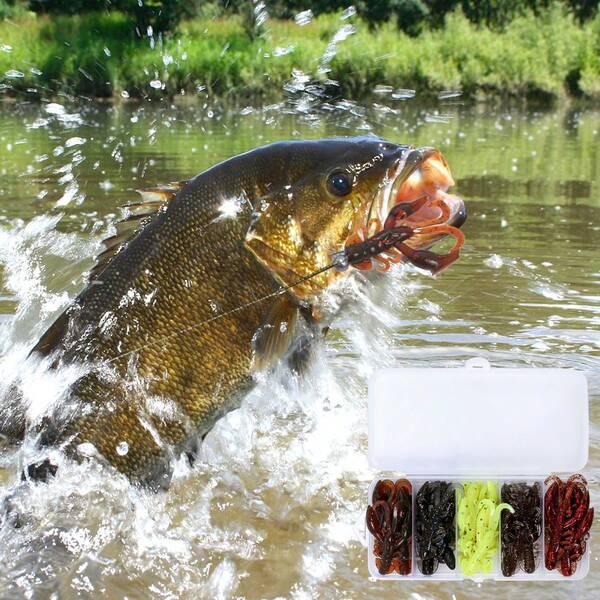 25 pezzi di esche da pesca morbide a forma di gamberetto, adatte per acqua dolce e salata