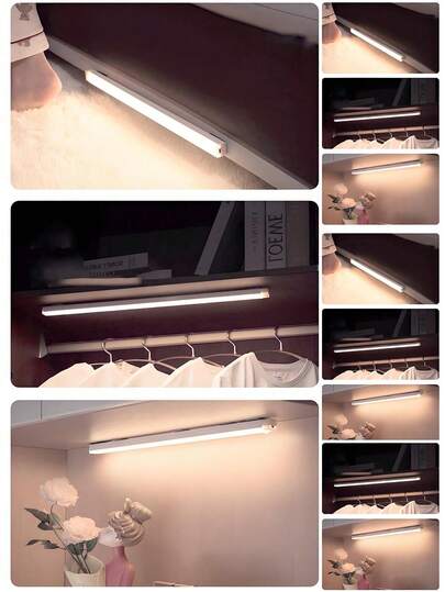 1pc 10cm/3.94in, 20cm/7.87in, 30cm/11.81in, 50cm/19.69in LED Rechargeable Eye Care Bureau Lamp, Wireless Motion Sensor Cabinet Light, Reading Under Magnetic Strip Bookshelf Bedroom/Storage Room Night Portable held USB Lamp view 11