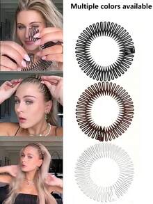 3/1pc Flexible Circular Stretch Hair Combs, Headband Hairband Holder For Women Girls Zig Zag Style Circle Headbands With Teeth For Women's Hair Accessories ,Hair Styling Tools ,Hair Styling Kit