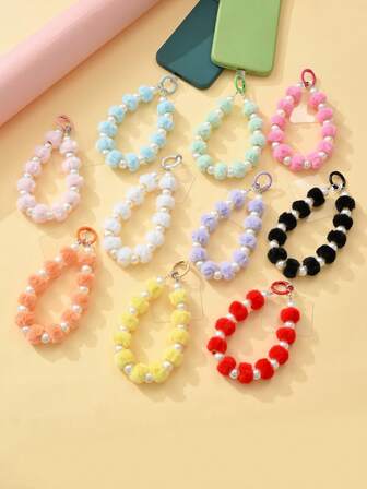 1pc Multicolor Bohemian Y2K Cute Faux Pearl Beaded Anti-Lost Anti-Drop Phone Lanyard Strap Accessory, Suitable For Valentine's Day Gifts, Couples, Best Friends, Fits All Phone Models
