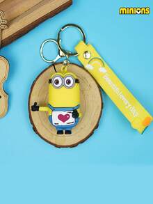 Minions 1pc Minions Cute Cartoon Design PVC Material Minions Doll Shape Exquisite Round Pendant Multifunctional Keychain Suitable For Car Keys, School Bags, Bag Decoration Creative Birthday Gifts And Party Gifts