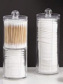 4 pièces Boîte de rangement cosmétique, support pour cotons-tiges, boîte de rangement pour salle de bain, distributeur de disques ronds/fil dentaire pour le classement et le rangement. Flacons de voyage pour la salle de bain, les voyages, l'extérieur, les affaires, étanches et portables