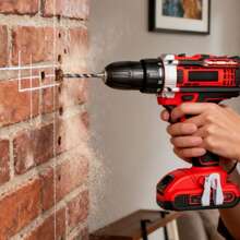 Kit de Taladro Eléctrico Inalámbrico Electrico Atornillador Kit de taladro eléctrico: 2 baterías, amplia accesorios, gancho desmontable, dispositivo de nivelación y luz LED equipada. Ideal para reformas hogareñas, trabajos de madera, reparaciones diarias, satisface necesidades domésticas y profesionales.​ - Rojo - Ver 4