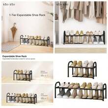 Organizador de zapatos expandible, estante de metal de 1 nivel para clset, hasta 8 pares de almacenamiento ajustable para entrada de puerta delantera, organizador de pie ltima intervensin - inicial - Ver 1
