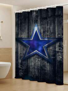 1/4 Stücke Vintage Stern Fußball Serie Duschvorhang Set mit rutschfester Matte, Fußball Serie Badezimmer Dekoration, Badezimmer Zubehör beinhaltet Badematte, U-förmige MatToilette, WC-Sitzabdeckung, wasserdichter 70.87x70.87 Inch Duschvorhang mit 12 Haken, verschiedene Größen erhältlich Weihnachtsdekoration