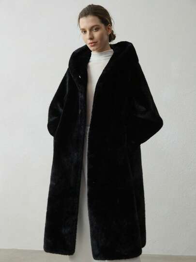 2025 New High-End Faux Mink Hooded Fur Coat, Women's Long Warm Winter Jacket, Luxurious Faux Fur Winter Coat, Women's Winter Outerwear, New Year Outfit, Thanksgiving Attire, Women's Winter Fur Coat, Plush Jacket, Artificial Fur Coat, Women's Faux Fur Coat