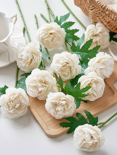 12pcs Artificial Peony Flowers Fake Peony Stems Faux Peony Flowers Bulk Realistic Peonies Flower Arrangement For Wedding Decoration Party Home Table Centerpieces Decor