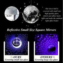 1Pc Halloween Holiday Decor Ball Disco Mirror Ball Multi-Size Cool And Fun Silver Hanging Party Disco Ball - Large Party Decoration Party Design Mirror Ball Hanging Disco Lighting Ball Suitable For DJ Clubs, Stage Bars, Parties, Weddings, Holiday Decorations Disco Ball