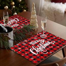 1/4/6 buc Covorașe de Crăciun roșii din seria Haig, aparținând în principal Crăciunului, covorașe de ziua de Crăciun, potrivite pentru decorarea camerei de zi cu zi, bucătăriei și mesei de petrecere, antiderapante și rezistente la căldură, covorașe de Crăciun fericite, decorațiuni pentru masa de bucătărie interioară cu tematică fermă, petreceri de familie, potrivite pentru masa de bucătărie, covorașe lavabile pentru interior/exterior, care pot șterge covorașele de masă.