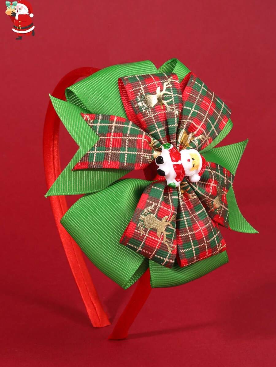 1 件装圣诞燕尾蝴蝶结发带，适合女孩，布艺圣诞树圣诞老人配饰头带，适合儿童，可爱新年发饰，适合幼儿派对礼物 - 彩色 - 查看 1