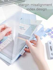 6-Ply Transparent L-Folder With Pink And Purple Gradient Design - A4 Subject Divider, Exam Paper Organizer For School, Office And Home - Durable Plastic File Organizer With Tab Space, Office Accessories | Transparent Folders | Functional Folders - Multicolor - View 6