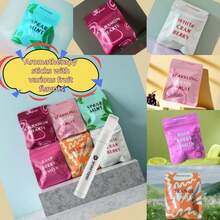 新款水果香薰吸管，精美包装设计，香薰吸嘴，香薰替换棒，男女通用礼品，多种口味可选，无需电池，圆柱形设计 - 持久留香，车载家用实用礼品