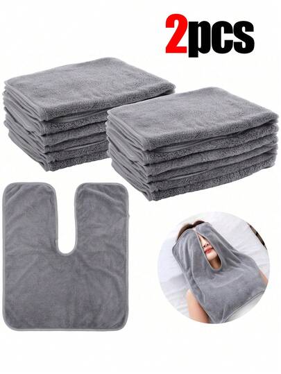 2/1pc U-Shaped Towel For Beauty Salon, Coral Fleece Bib For Bedridden Elderly, Chest Hot/Cold Compress Face Towel, Beauty Salon Massage Face Pad