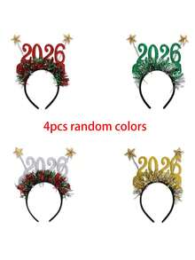 مجموعة 4 قطع من شريط الرأس ذو السماء النجمية الملونة 2026، ديكورات حفلة عيد الميلاد، إكسسوارات تصوير الأجواء، شرائط الرأس لرأس السنة الجديدة، إكسسوارات تصوير حفلات العطلات، شرائط الرأس لرأس السنة الجديدة، شرائط رأس من ألياف البوليستر لحفلات عيد الميلاد، شرائط الرأس، ديكورات عيد الميلاد، ضروريات رحلة العائلة، شرائط رأس عصرية للفتيات، متعددة الألوان للاختيار من بينها، مناسبة لليلة رأس السنة الجديدة، عيد الميلاد، ديكورات العطلات، الحفلات، شرائط الرأس