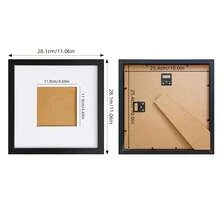1pc 10"X10" Classic Fashion Square Picture Frame, Black/White Frame, Displays 5"X5" Photo With Mat Or 10"X10" Photo Without Mat, Suitable For Displaying Christmas Cards, Handcrafts, Family Photos, Can Be Displayed On Desk Or Hung On Wall (Photo For Reference Only, No Photo Paper Included)