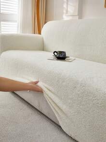 1pc Sherpa Fleece Fabric Pet Anti-Dirty Sofa Cover, Plush Jacquard Teddy Fleece, Multi-Color, Thick Jacquard Fleece Sofa Cover Suitable For 1/2/3/4 Seat Sofa, Autumn/Winter - Multicolor - View 8