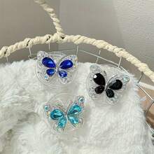 Suporte dobrável para celular com borboleta e strass - Suporte de mesa flexível para vídeos, suporte portátil ajustável, acessório feminino sofisticado, presente criativo. - Multicolorido - Ver 3
