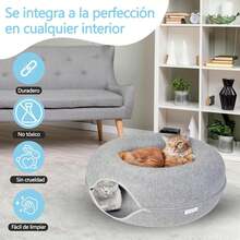 AKASENKO Cama deúnel para Gatos, Nido para Gatos Disponible en Las Cuatro Estaciones, Tubo Redondo Desmontable de Fieltro, con Mirilla, Adecuado para Mascotas pequeñas. (Gris, 50 * 50 * 20) - Gris - Ver 7
