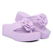 EVVA HIT Women's Platform Flip Flops With Super Light And Soft EVA Heel With Flower Detail Simple Beach Neutral EVA Flowers Beach - 紫丁香色 - 查看 4