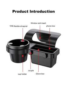 1 Car Door Side Storage Box - Multifunctional Hanging Storage Box With Cup Holder, Phone Slot, And Card Pocket - Durable Plastic Car Accessory, Suitable For Most Models, Minimalist Design, Practical Structure, A Must-Have For Road Trips. - Multicolor - View 7