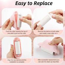 5 szt. mini wałków do usuwania kłaczków w kształcie chmurki – z uchwytem, przenośnym urządzeniem do usuwania kłaczków – 1 wałek do usuwania kłaczków + 4 rolki zapasowe – różowym etui podróżnym – narzędzie do usuwania kłaczków z sierści zwierząt, ubrań i tkanin na jesień/zimę