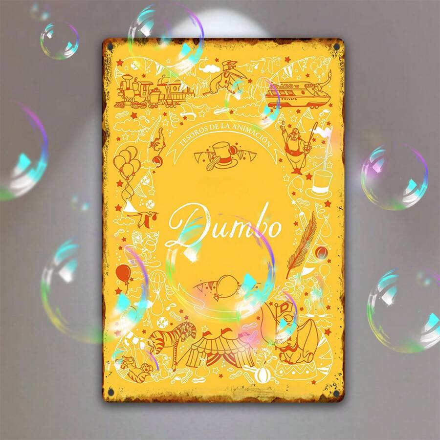 1pc Vintage Circus-Themed Metal Tin Poster - Retro Carnival Decor With Hot Air Balloons, Vintage Cars - Bold Yellow & Black Wall Art For Home, Bar, Cafe, Party - Dumbo Decoration - Ideal Christmas Gift For Movie Lovers, Cafe Artwork, Whimsical Design, Handcrafted Look, Decorative Sign, Bar Owners, 2D Perfect For Room Decor 55QQ - 20,32*30,48 cm - Xem 1